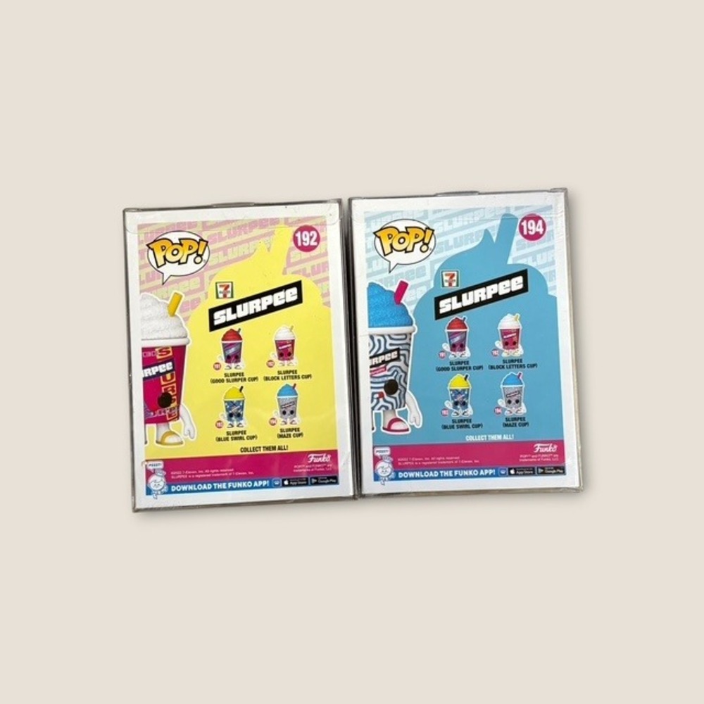 Funko Pop Slurpee 7-Eleven Exclusive Lot 192 Block Letters 194 Maze Cup Vinyl - Picture 2 of 4